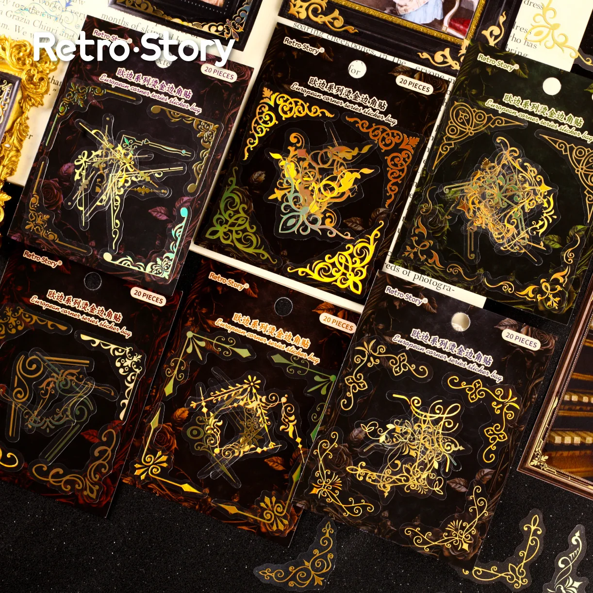 

20sheets Memo Pads Material Paper European border diary Scrapbooking Cards Junk Journal Background Notepad