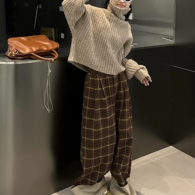 2025 Autumn and Winter Retro Fashion New Style Thick High Neck Warm Wool Pullover Sweater Loose and Versatile Casual Sweater
