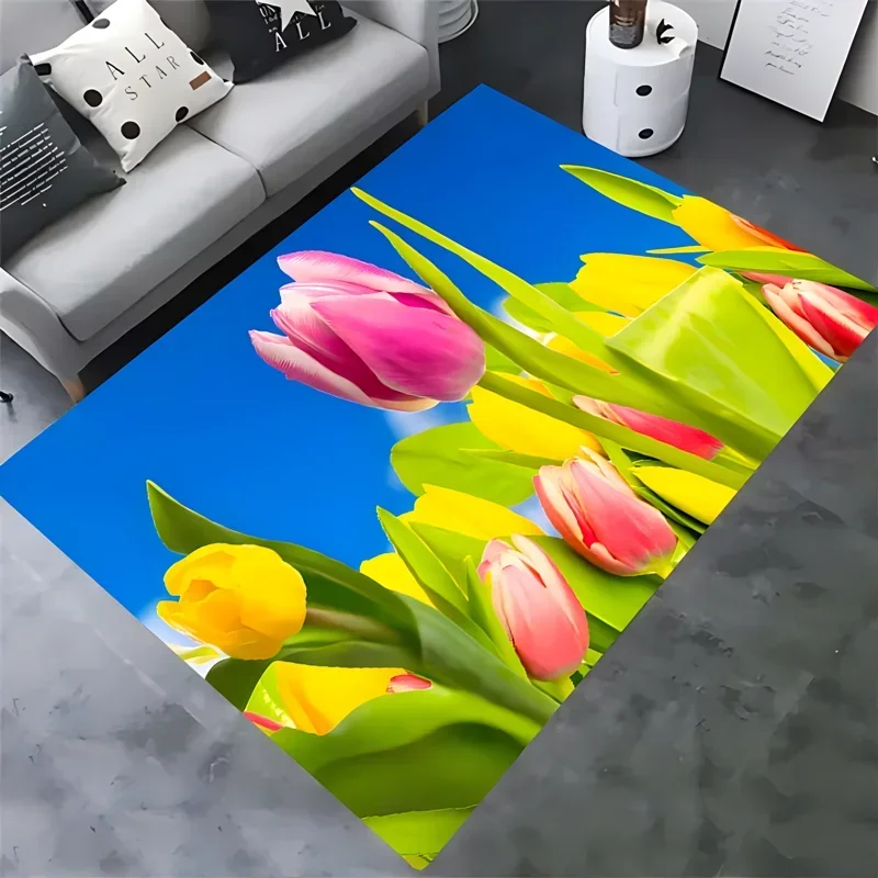 Tulip carpet, living room bedroom housewares garden lawn mats children's room baby mats, bathroom kitchen non-slip carpet gifts