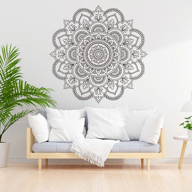 Large Size Mandala Decals Vinyl Home Decor for Living Room or Bedroom Wall Sticker Vinyl Indian Boho Style Murals Wallpaper A871
