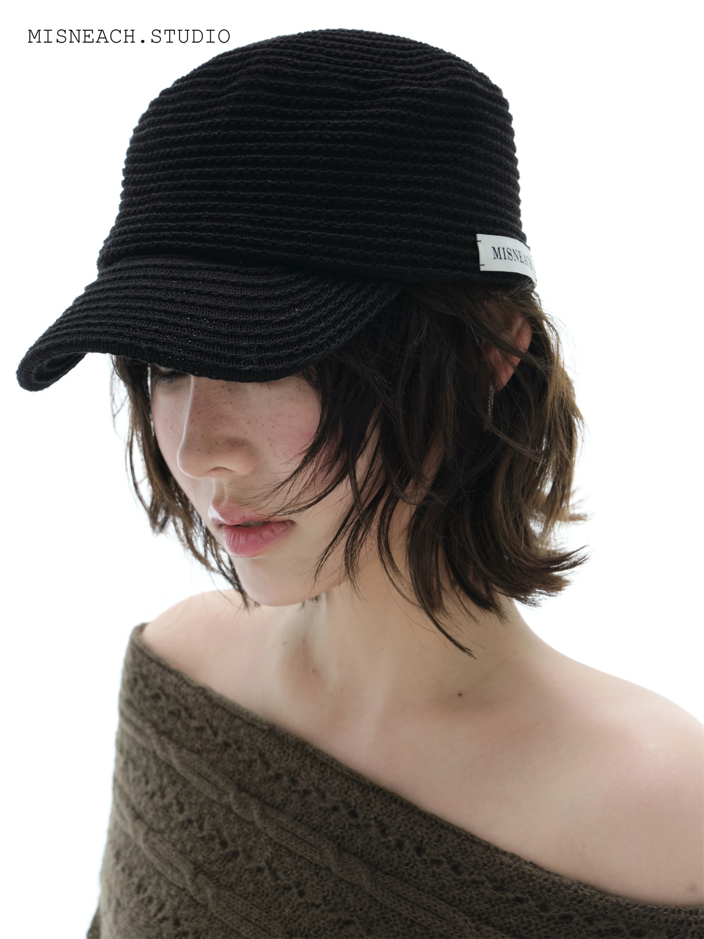

Textured Weave Riding Hat Women's Fashionable Bucket Hat Duckbill Cap Adjustable round Top Breathable Summer Hat