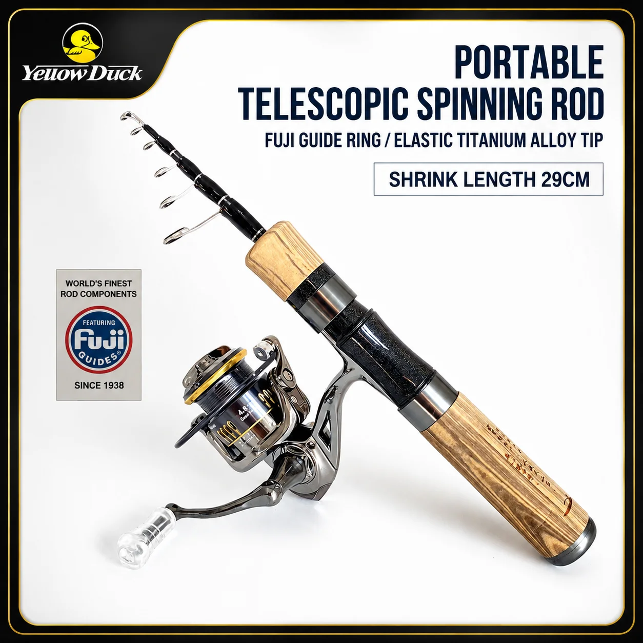 Little Yellow Duck UL Retractable Spinning Lure Rod, Imported FUJI Guides, Elastic Titanium Tip for Stream Fishing