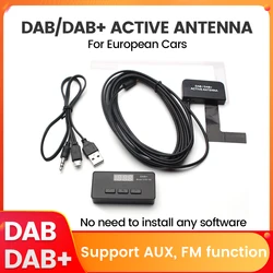 USB DAB Active Antenna for Android Car Radio Digital Broadcast DAB + Radio Box Receiver Adapter For Europe Cars Support AUX FM