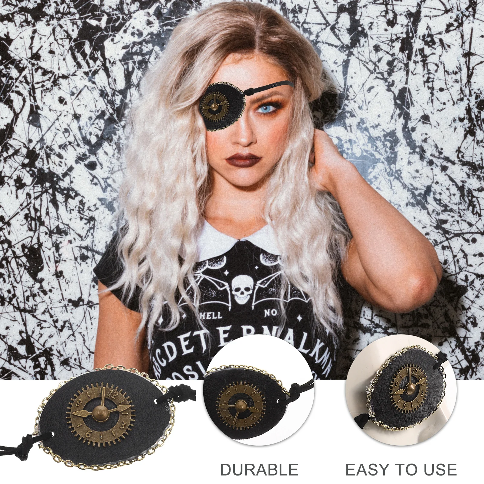 غطاء مزخرف على شكل عين واحدة على طراز فاسق عتيق لحفلة الهالوين القراصنة التنكرية خفيفة الوزن ومريحة للبالغين