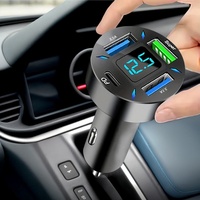 Smart 4 Port Car Charger - PD USB C Fast Charge Digital Screen Blue Light Auto Adapter