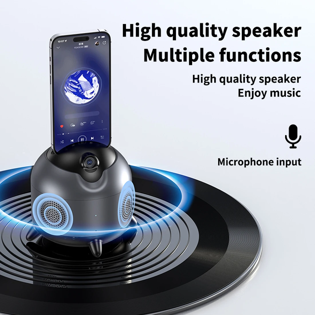 360° Auto Face Tracking Tripod with Gesture Control, Auto Tracking Phone Holder for Video Recording with Bluetooth Speakers.