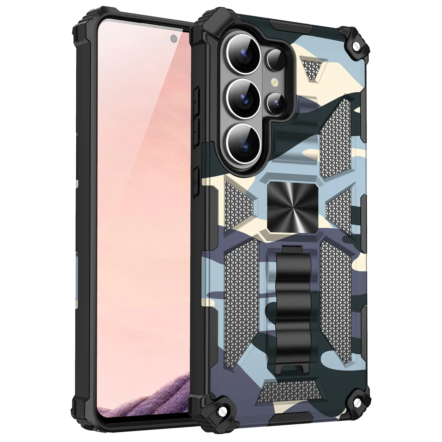 Tarnmuster Anti-Schock-Hülle für Samsung Galaxy S26 Ultra S25 FE S24 A56 A16 A17 A37 A57 Militärische Rüstung mit Integriertem Ständer – Detail 9