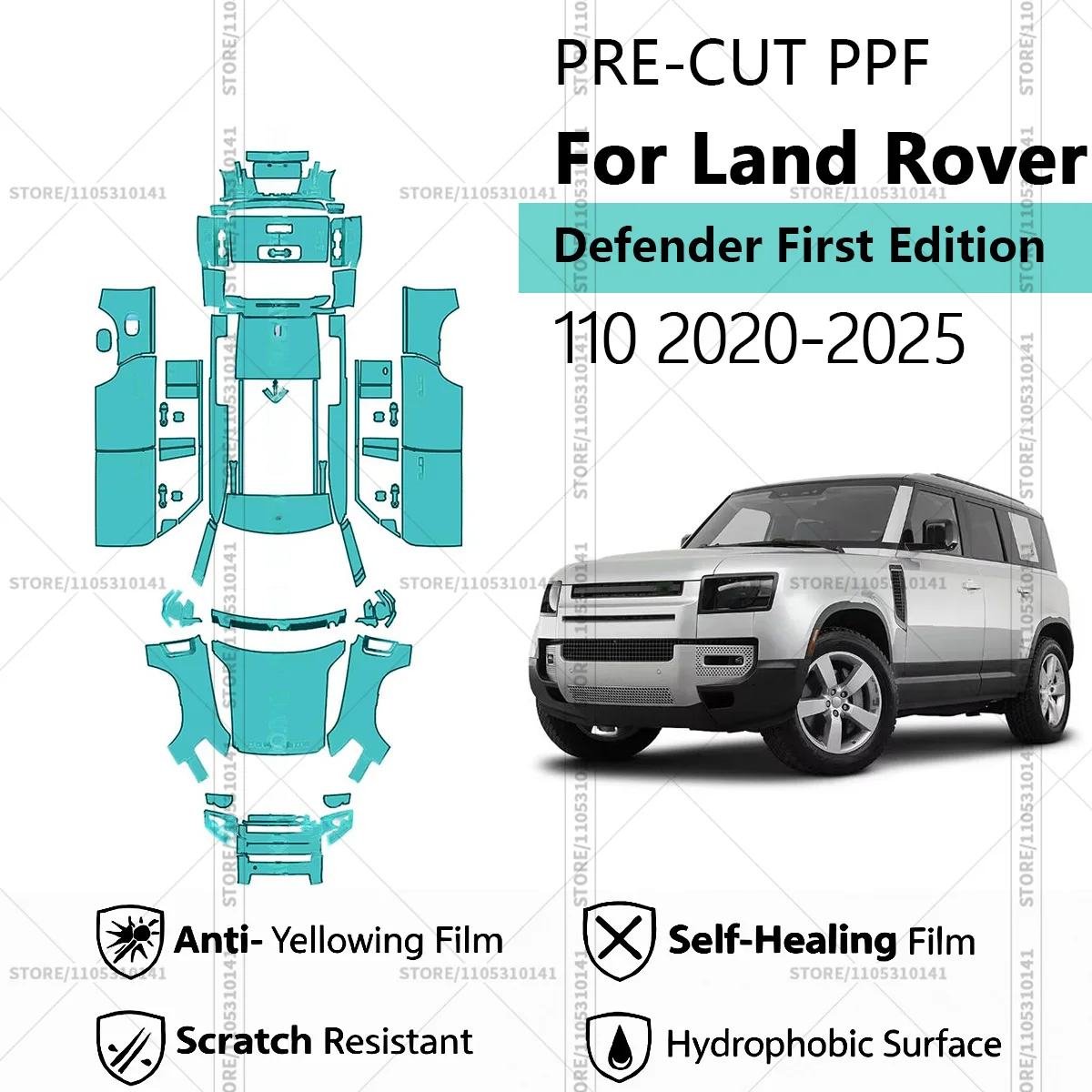 For Land Rover Defender First Edition 110 2020-2025 Pre-Cut Paint Protection Film PPF Transparent Car Film Automotive PPF