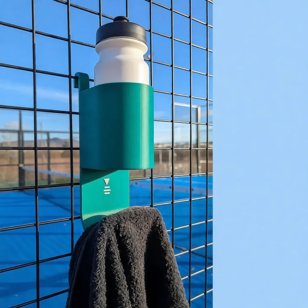 Multifunctional 3D Printed Tennis Cup Holder Towel Rack Padel Sports Equipment Organizer Lightweight Hanging Storage Stand