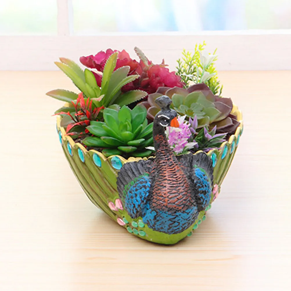 

Large Resin Succulent Planter Flower Pot Breathable Pot for Small Cactus Herbs Seedlings Home Garden Office Micro Landscape DIY
