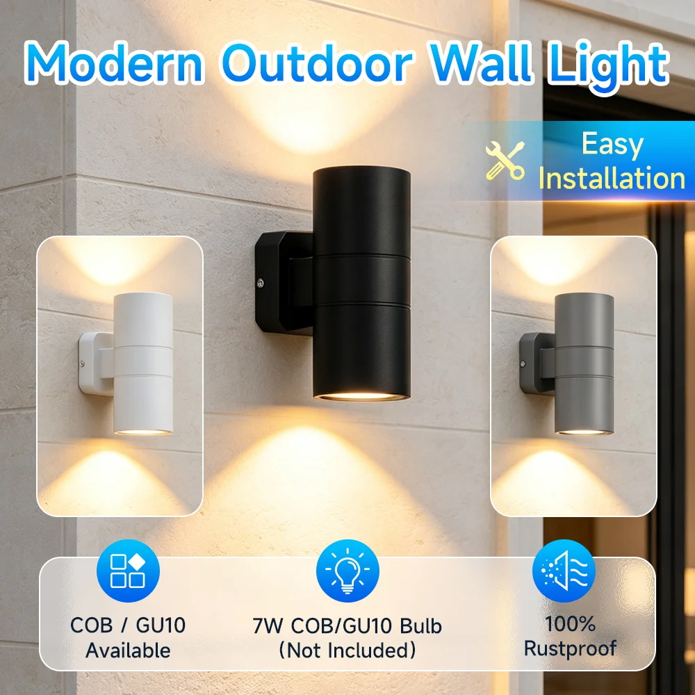 Outdoor Waterproof Wall Lamp Replaceable Bulb Wall Light 85-265V Outdoor Porch Light For Garden Backyard Doorway Aluminum