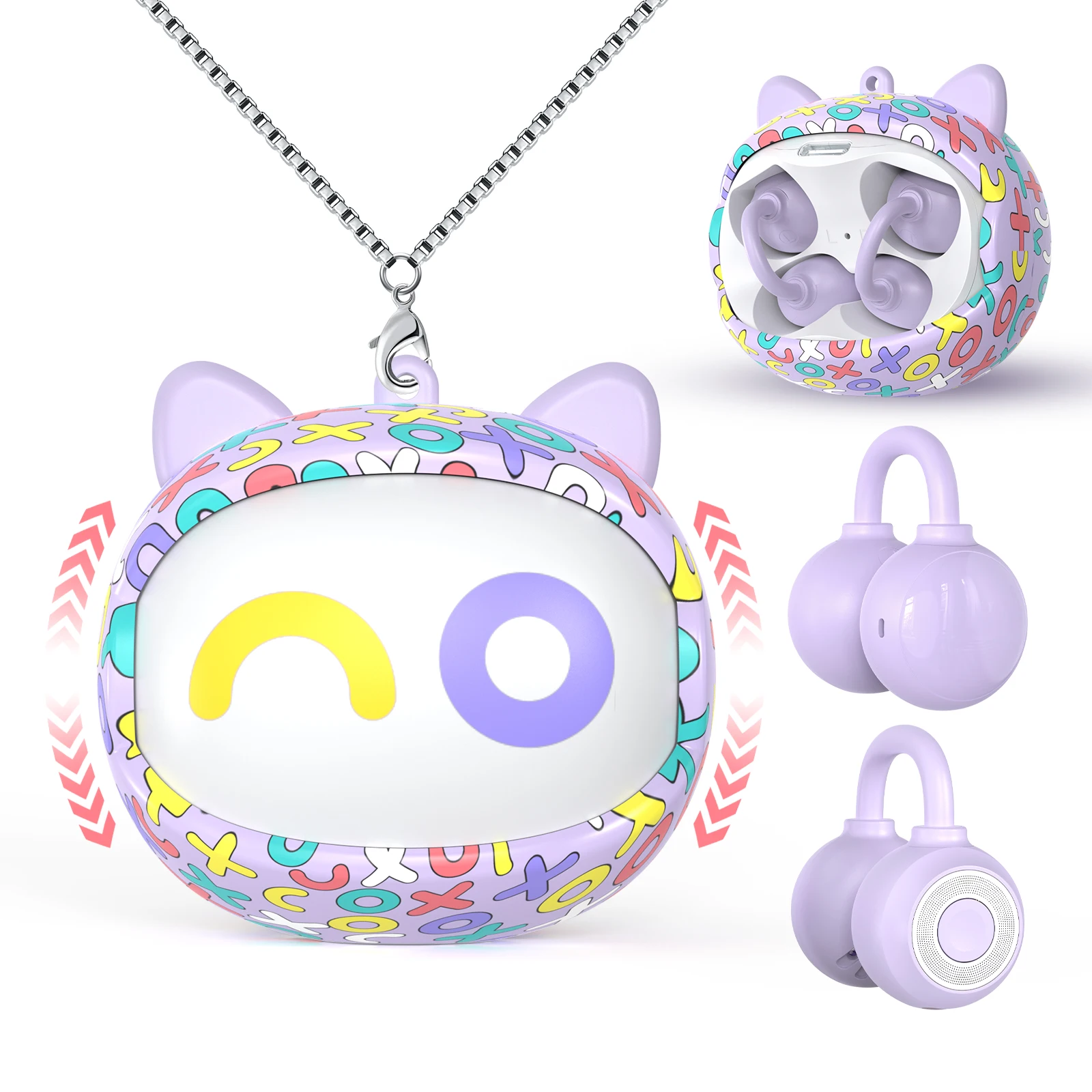 OWS Ear Clip Wireless Earphones Cartoon Flip Design Bluetooth Headphones With Mic For Kids Student Open Ear Earbuds Smart Touch