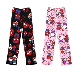 Miniso Hello Kitty Spider Kt Black Pants Cotton Loose Ladies Pajama Pants Pyjama Trousers Women Men Cartoon Sleep Bottoms Gifts