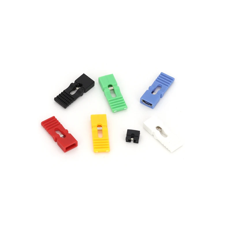 100PCS jumper cap short circuit cap spacing 2.54mm black yellow blue red short circuit block pin connector cap long handle cap