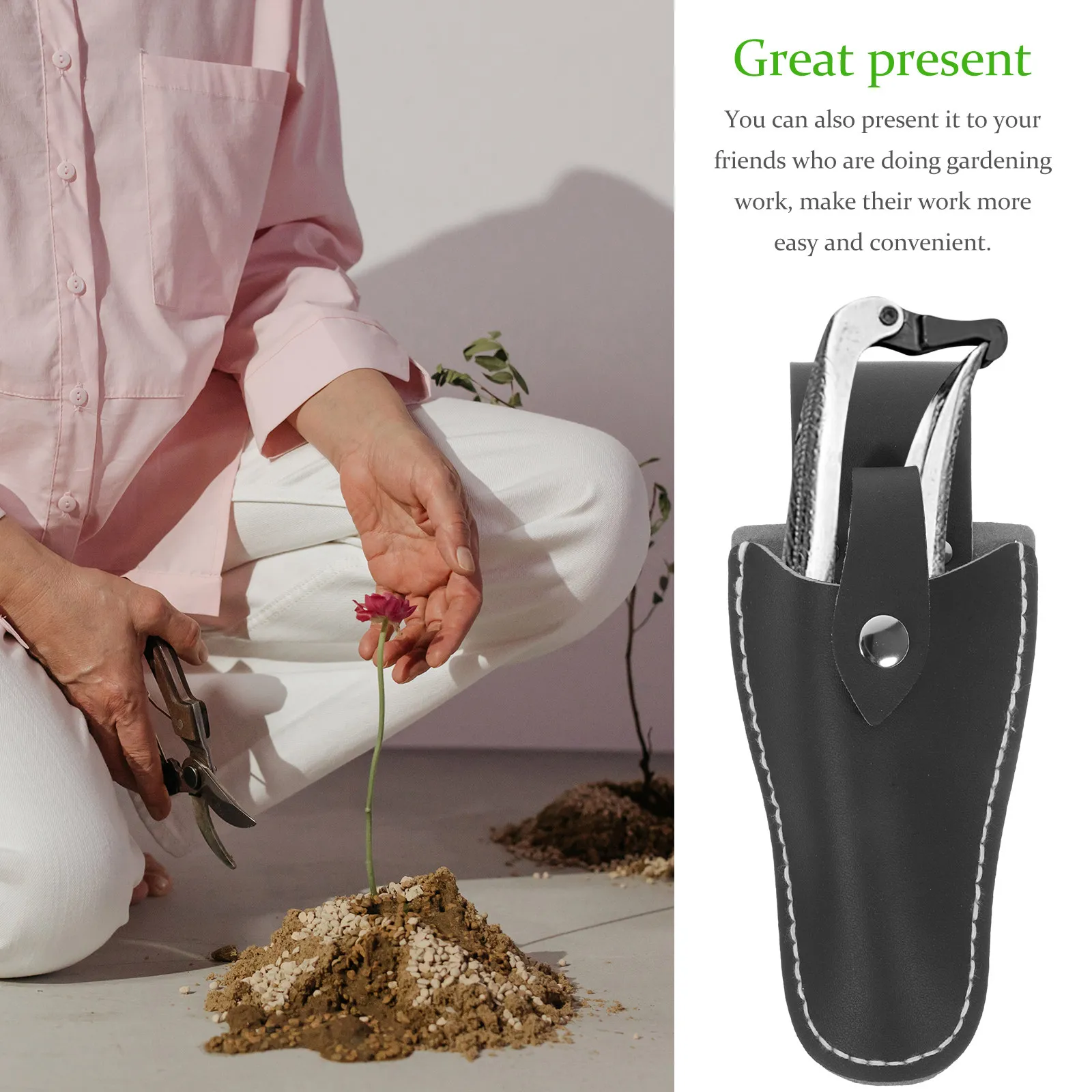2Pcs PU Gardening Pruner Sheath Cover with Waist Hanging Design for Pruning Scissors Safety Storage Portable Garden Tool