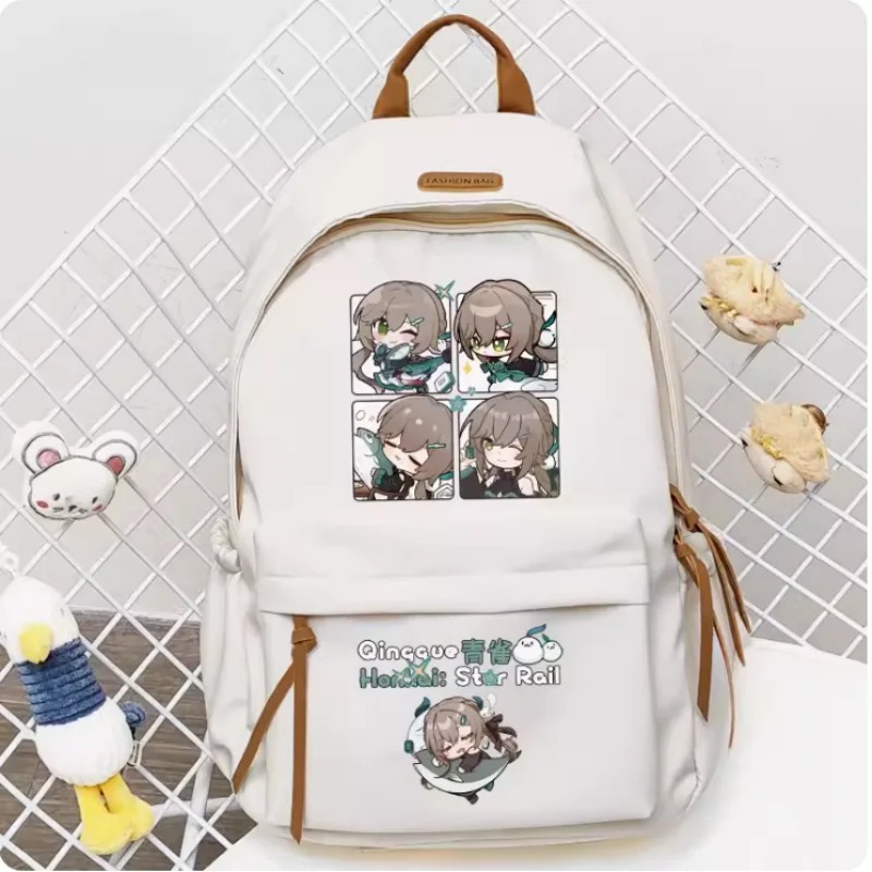 Anime Honkai: Mochila Star Rail Qingque, Bolsa de Viagem de Grande Capacidade para Meninas e Meninos, Mochila Escolar Adolescente