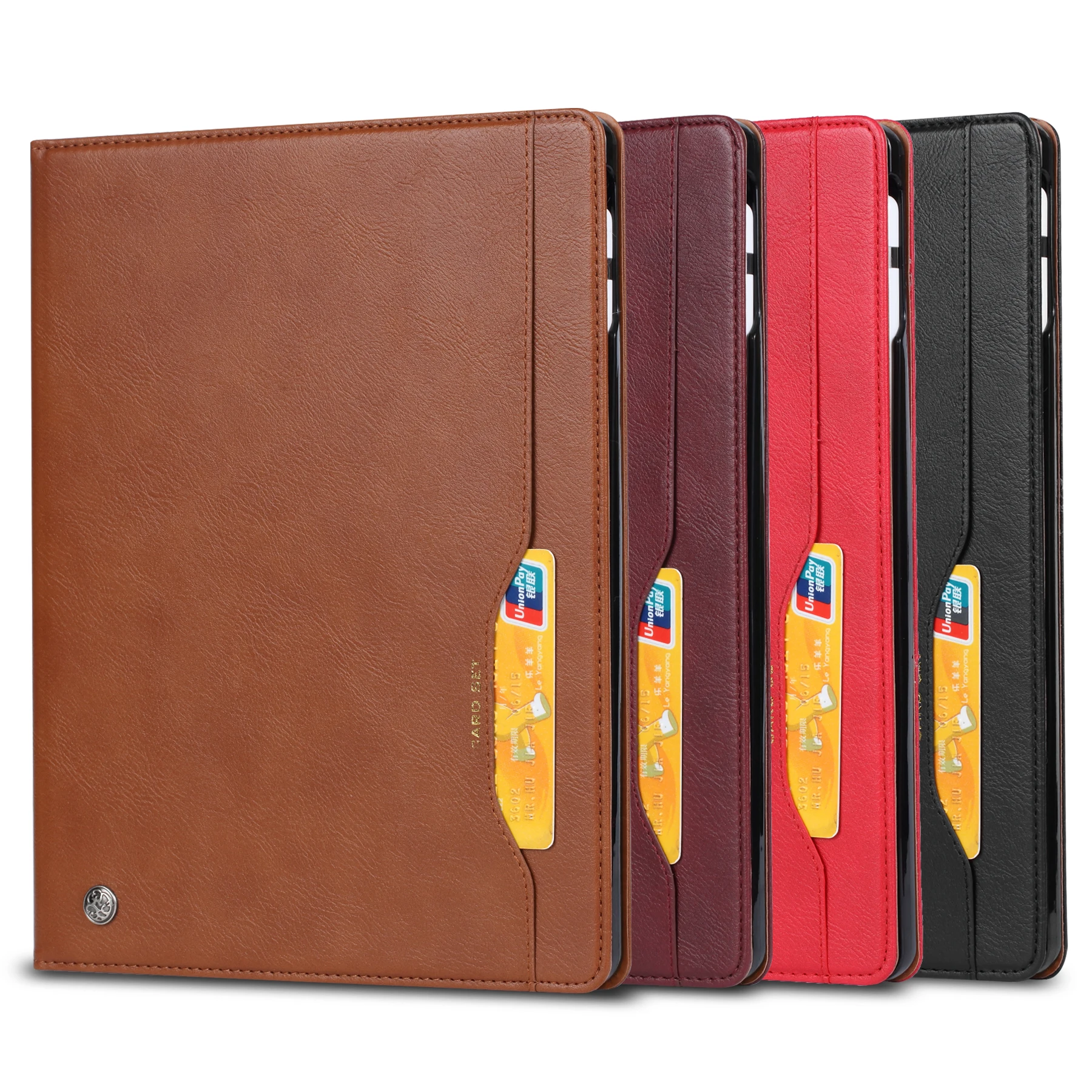 For iPad Air 11 inch 2024 tablet leather case With Cards Slot Stand Cover pen slot cover  insertion wallet holder