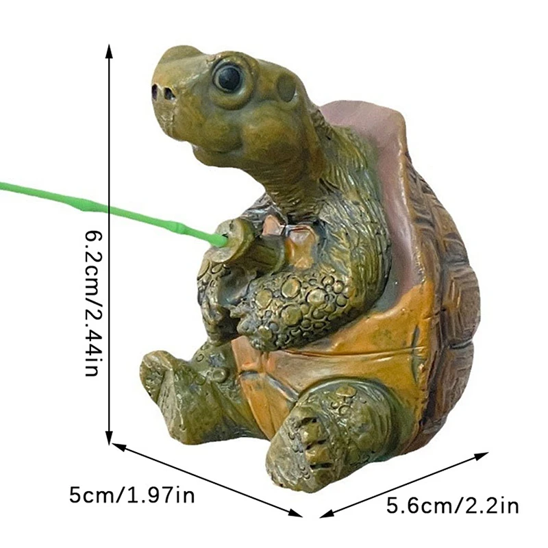 Creative Rope Fishing Turtle Statue Cute Simulation Turtle Resin Figurine Animal Sculpture Ornament Outdoor Home Garden Decor