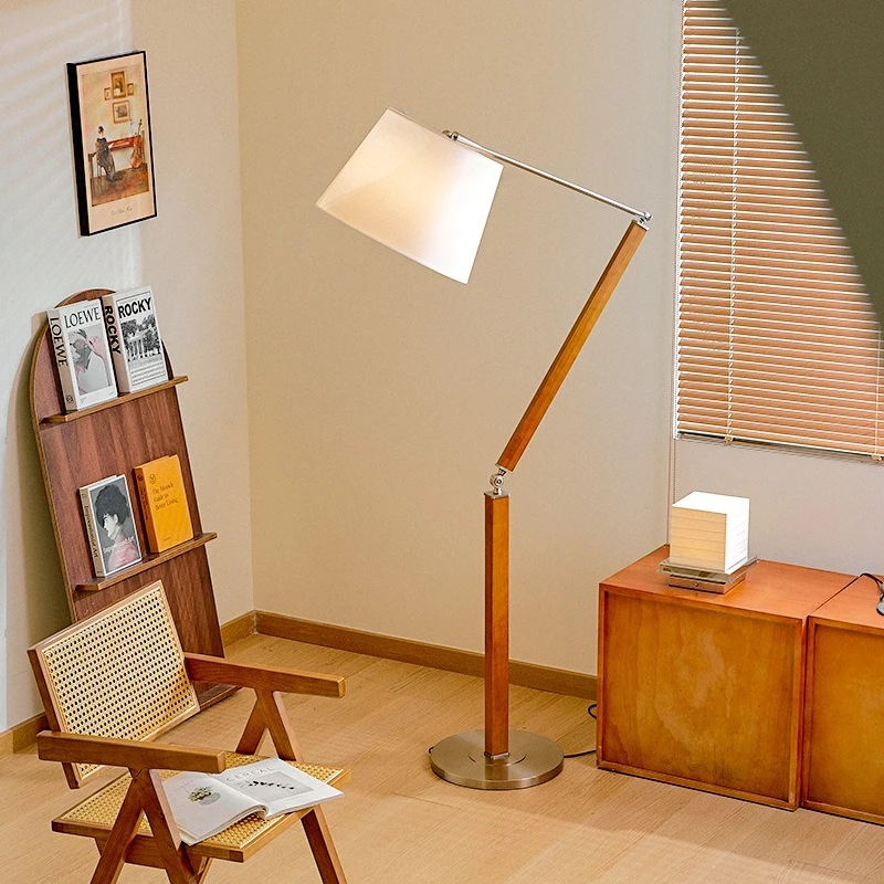 Wooden Adjustable Floor Lamp Bedroom Living Room Floor Lamp Full Spectrum Eye Protection Lighting Light Flicker Free Home Lights