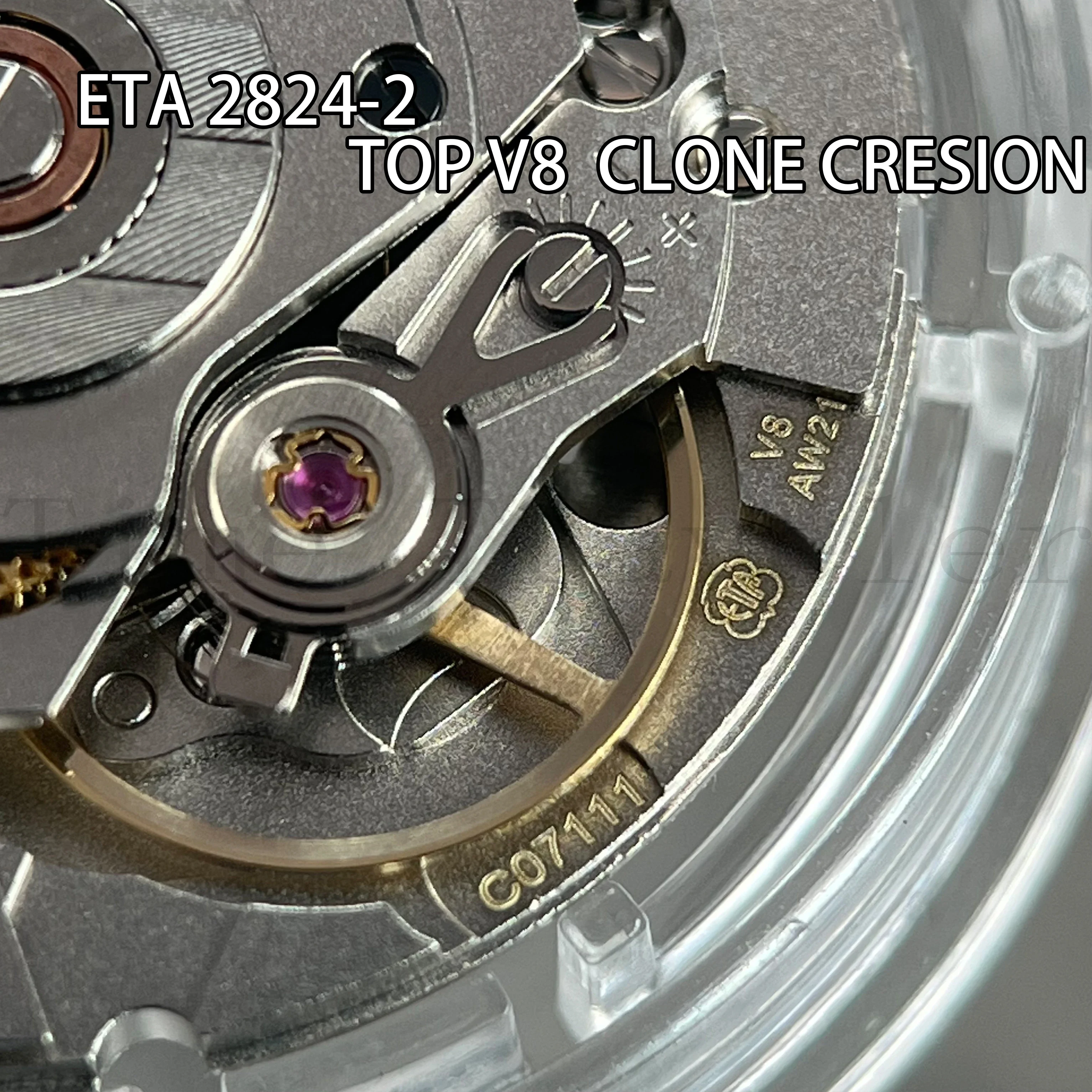 2824 Movement Clone ETA 2824-2 movimento Mod ad alta precisione meccanismo automatico 2824 data alle 3 in punto segno con lettere rotore/piastra