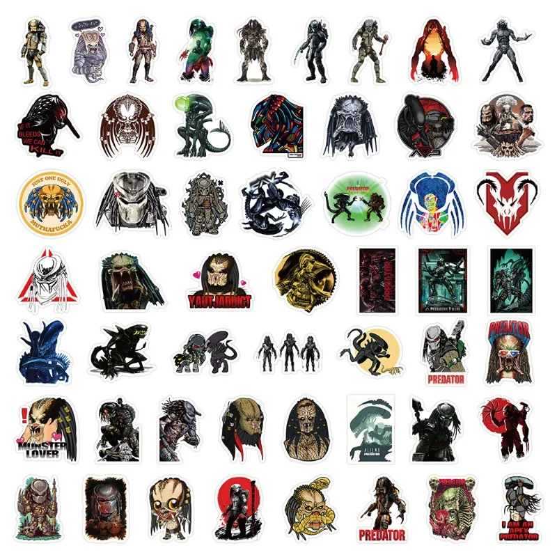 50pcs Predator Movie Stickers Suitcase Water Cup Stationery Mobile Phone Car Scooter Laptop Refrigerator Decorative Stickers