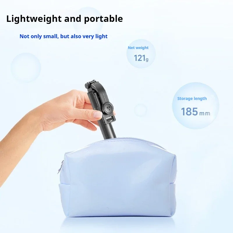 حامل ثلاثي القوائم صغير محمول مع حامل ضوء ملء حامل هاتف قابل للتمديد سماعة لاسلكية تعمل بالبلوتوث عن بعد للبث المباشر #4