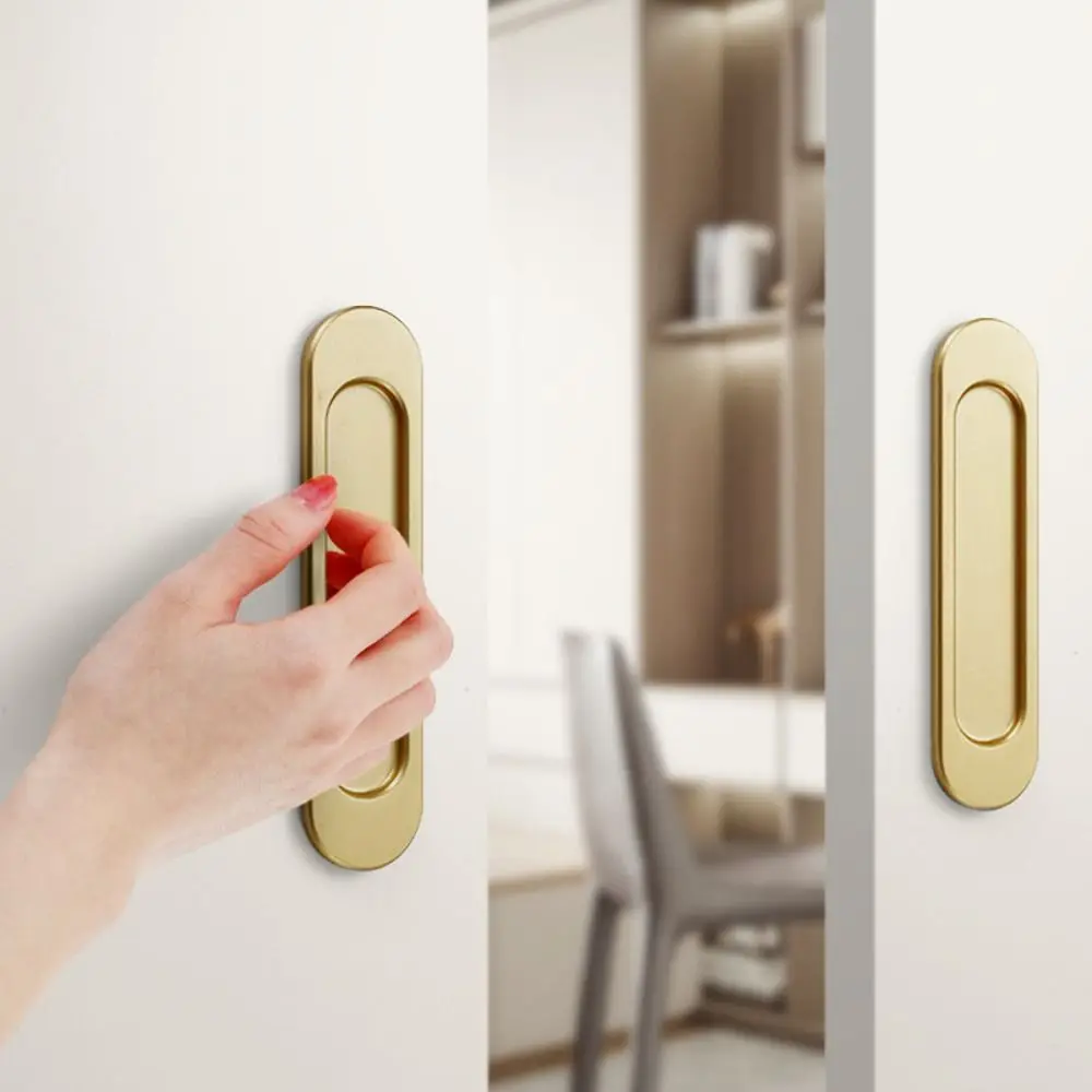 

No Drilling Self-adhesive Handle Aluminum Alloy Black/Grey/Gold Sliding Door Handle Double-sided Glass Door Knob Kitchen Door
