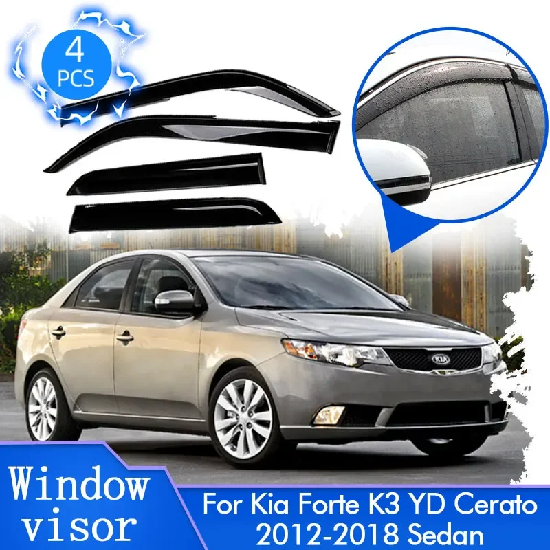 

For Kia Forte K3 YD Cerato Sedan 2012-2018 Black Rain Windows Visor Windshield Deflectors Guards Cover Trim Protector Accessorie