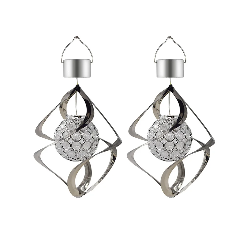 

2 Pcs Wind Chimes Outdoor Solar Lights Lamp Spinners Hanging Garden Christmas Decor