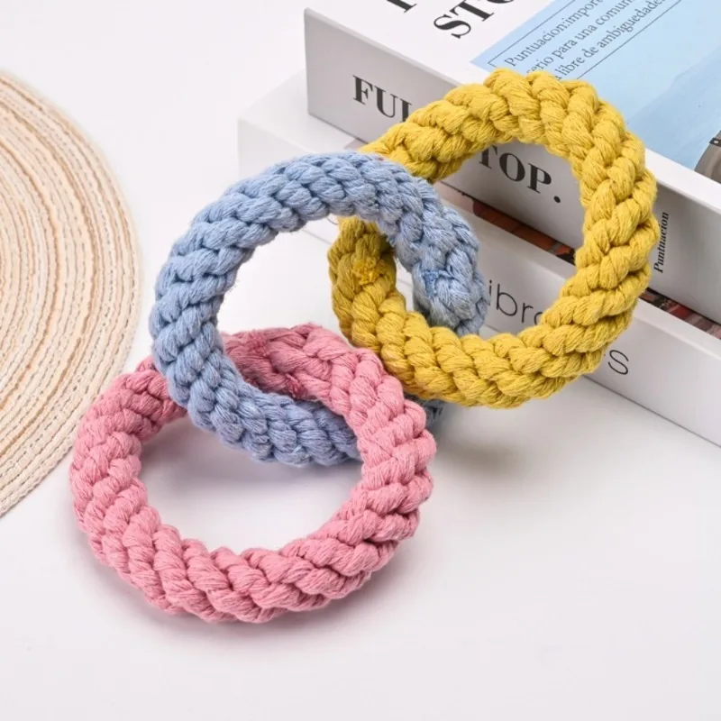 Cotton Dog Toys Puppy Chewing Toys Rope Knot Toy Durable Braided Dog Toys Dog Cleaning Teeth Braided Bone Rope Pet Products