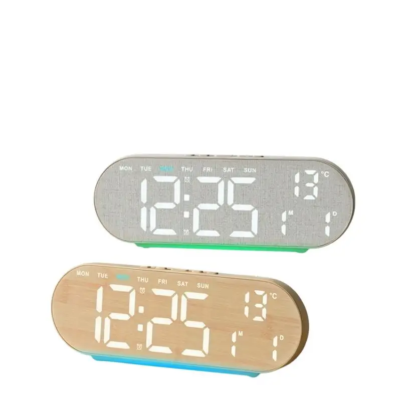 LED Digital Alarm Clock with Dual Alarms Snooze Function Large Display Temperature Date Week for Bedroom Students