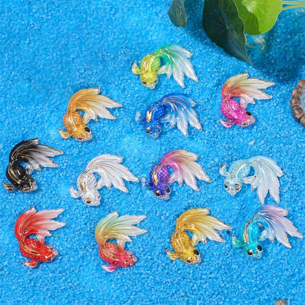 8Pcs/set Creative DIY Goldfish Miniatures Handmade Resin Goldfish Micro-landscape Cute Colorful Garden