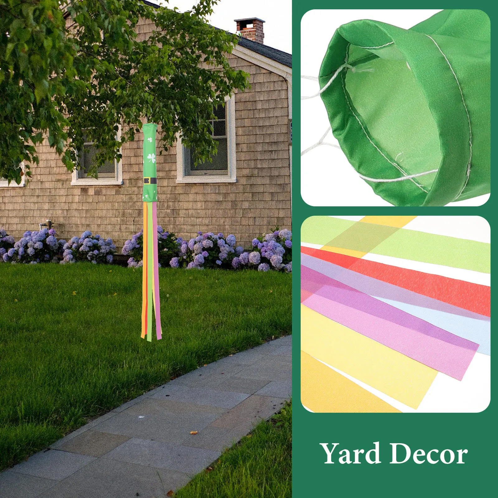 

St Patrick Windsock Polyester Outdoor Decorative Flag Garden Hanging Shamrock Flag Fun Holiday Ornament Festive Ornaments