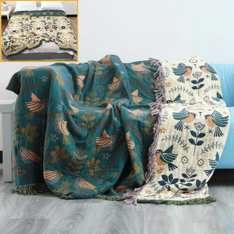 

Home Cotton Gauze Sofa Cover Towel Comfy Bed Sheet Sofa Cover Journey Hiking Hotel Quality Bedspread blankets for beds