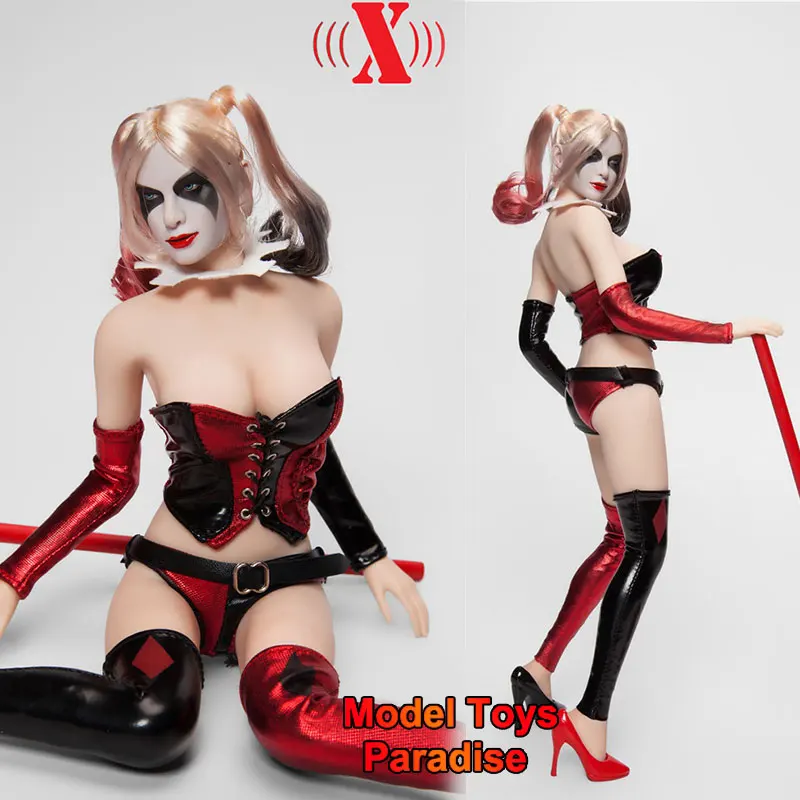 

X-TOYS X-013 1/6 Women Soldier Joker Clothes Set Sexy Strapless Leather Top Shorts Fit 12inch Action Figure Body