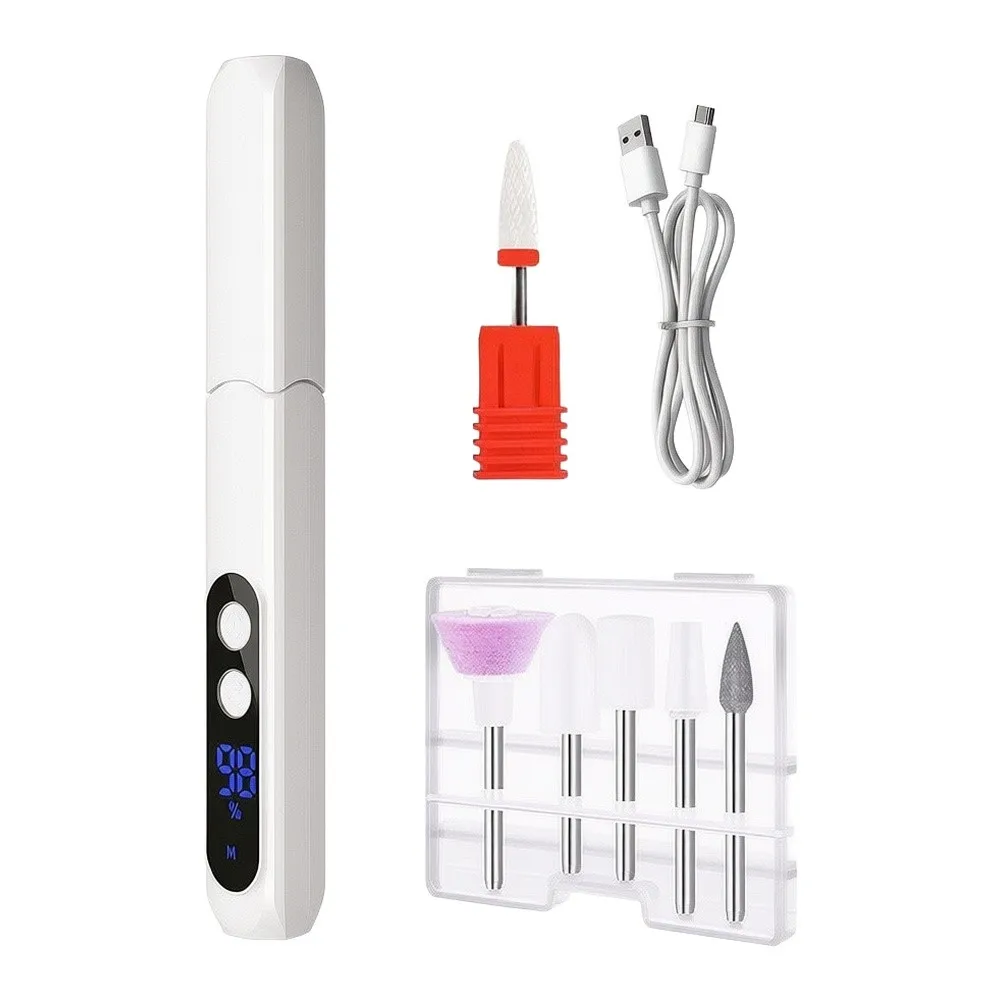 Rechargeable For Nail Drill Pen Cordless for Manicure Polish Removal Buffing and Smoothing 3 Speeds 600mAh Battery