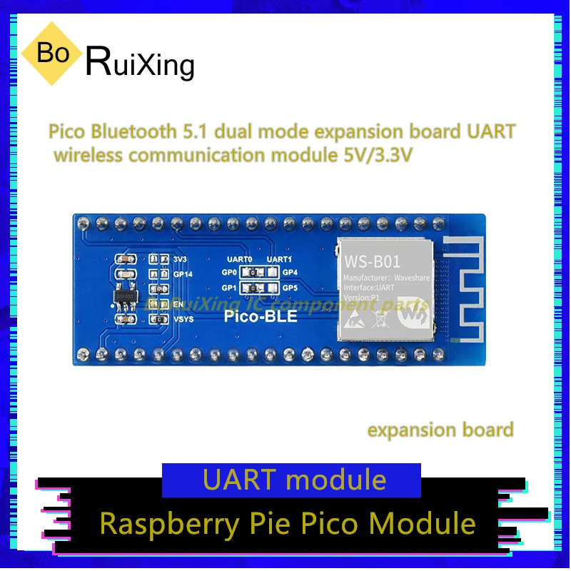 5PCS/LOT Pico BLE Raspberry Pi Pico Bluetooth 5.1 Dual Mode Expansion Board UART Wireless Communication Module 5V 3.3V