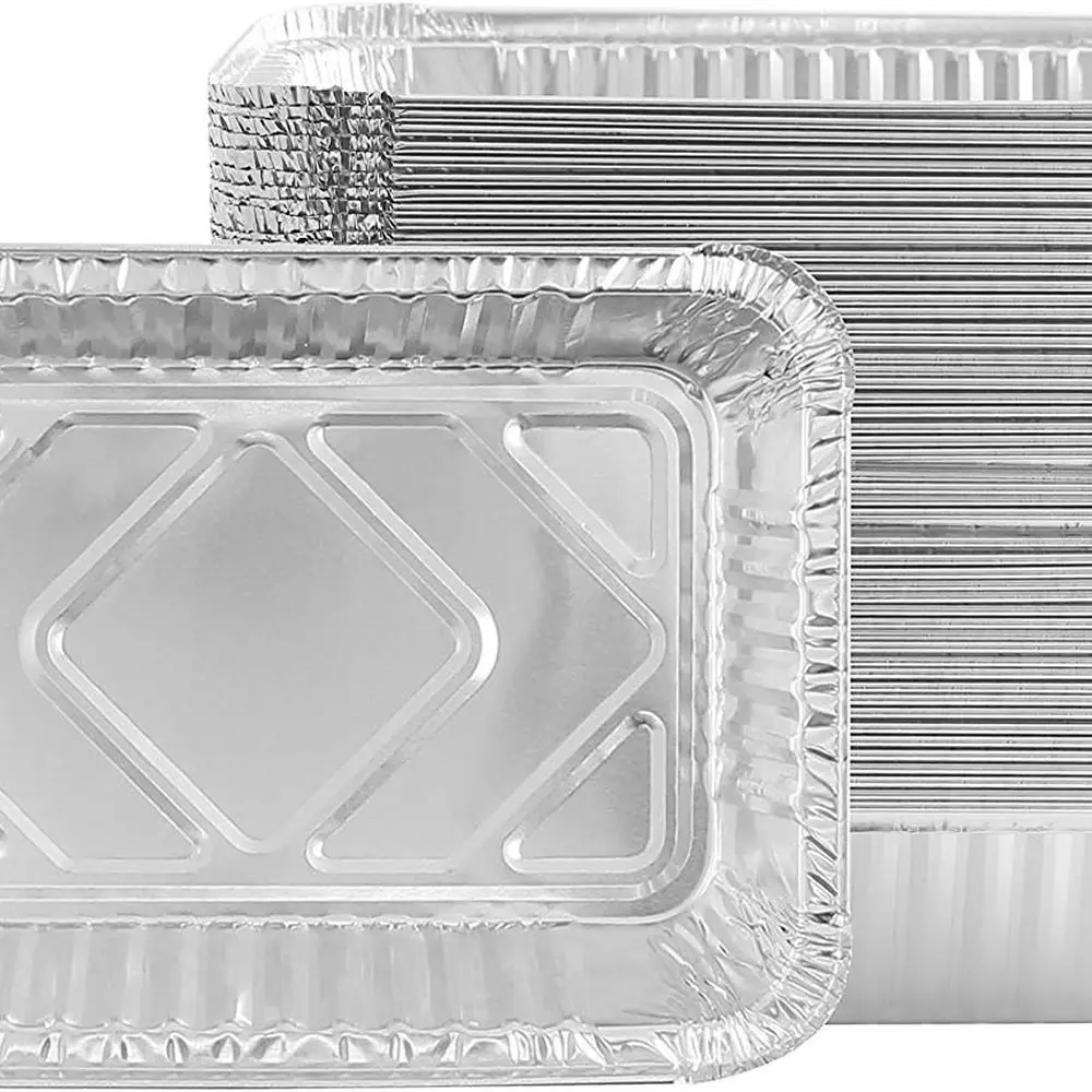

50-Pack 9x6x2 Heavy-Duty Aluminum Foil Pans for Cooking, Baking, Roasting, and Broiling - Perfect for Takeout, Meal Prep, and Ca