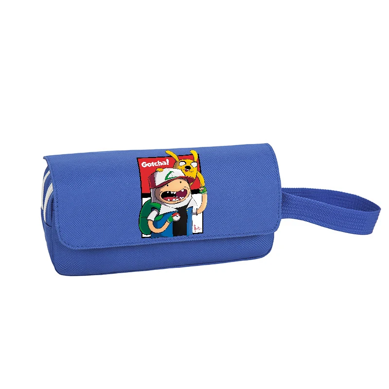 مقلمة وقت المغامرة الكرتونية للطلاب، ملحقات ثابتة، حقيبة أقلام رصاص مطبوعة على شكل شخصية أنيمي، مقلمة ذات سعة كبيرة