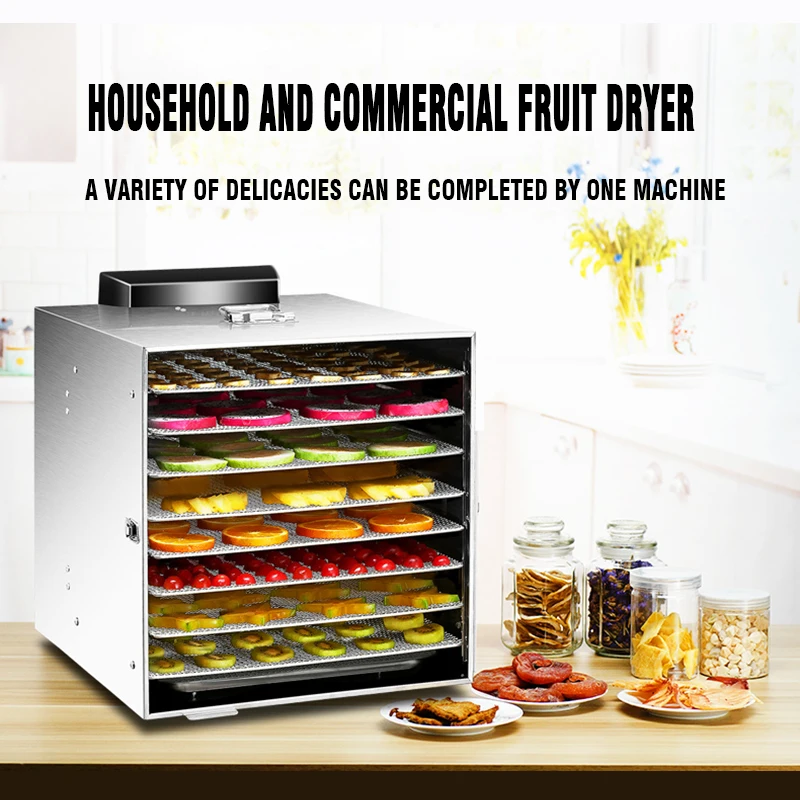 

12 Trays Food Dried Fruit Machine Dryer For Vegetables Dried Fruit Meat Stainless Steel Dehydrator Drying Machine Commercial