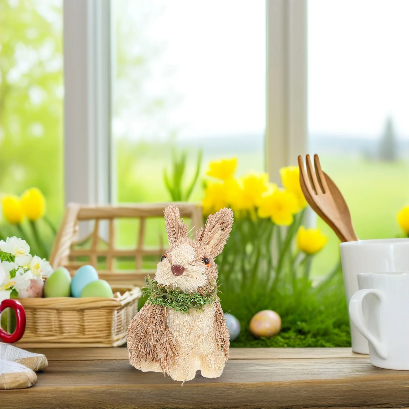 Adorável estatueta de coelho de páscoa para decoração de mesa de fazenda ornamento de coelho fofo para decoração de festa de páscoa e coelho de primavera cent