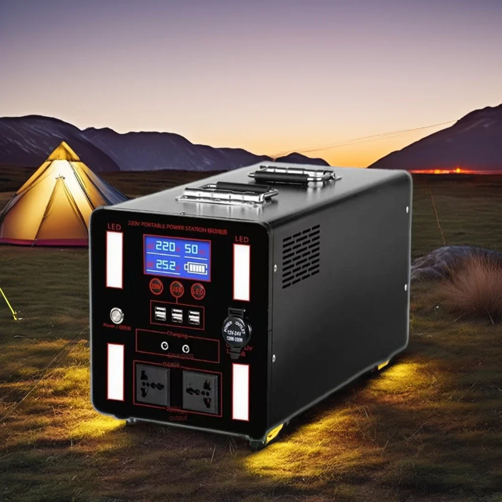 Solar outdoor mobile power supply multifunctional emergency backup energy storage battery 220V 1500W large capacity power power