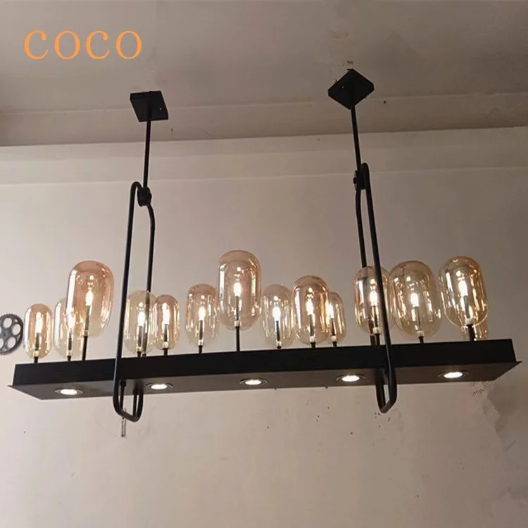 

2024 New Modern Creative Glass Retro Kitchen Pendant Light Candle Restaurant Bar Coffee Light Hanging Industrial Light Fixture