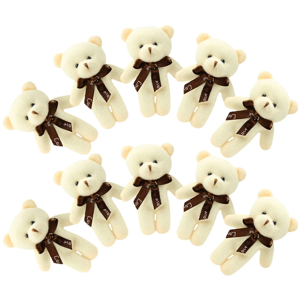 10 PCS Dollhouse Plush Bear Keychain Multi-function Pendant Portable Figurines Toy Reborn Baby Dolls