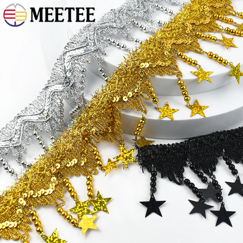 1/2 Meter 85mm Stern-Pailletten Quasten Fransen Schmuck Kleidungsbesatz Stoff Bühnenkostüm Spitze für Frauen DIY Material