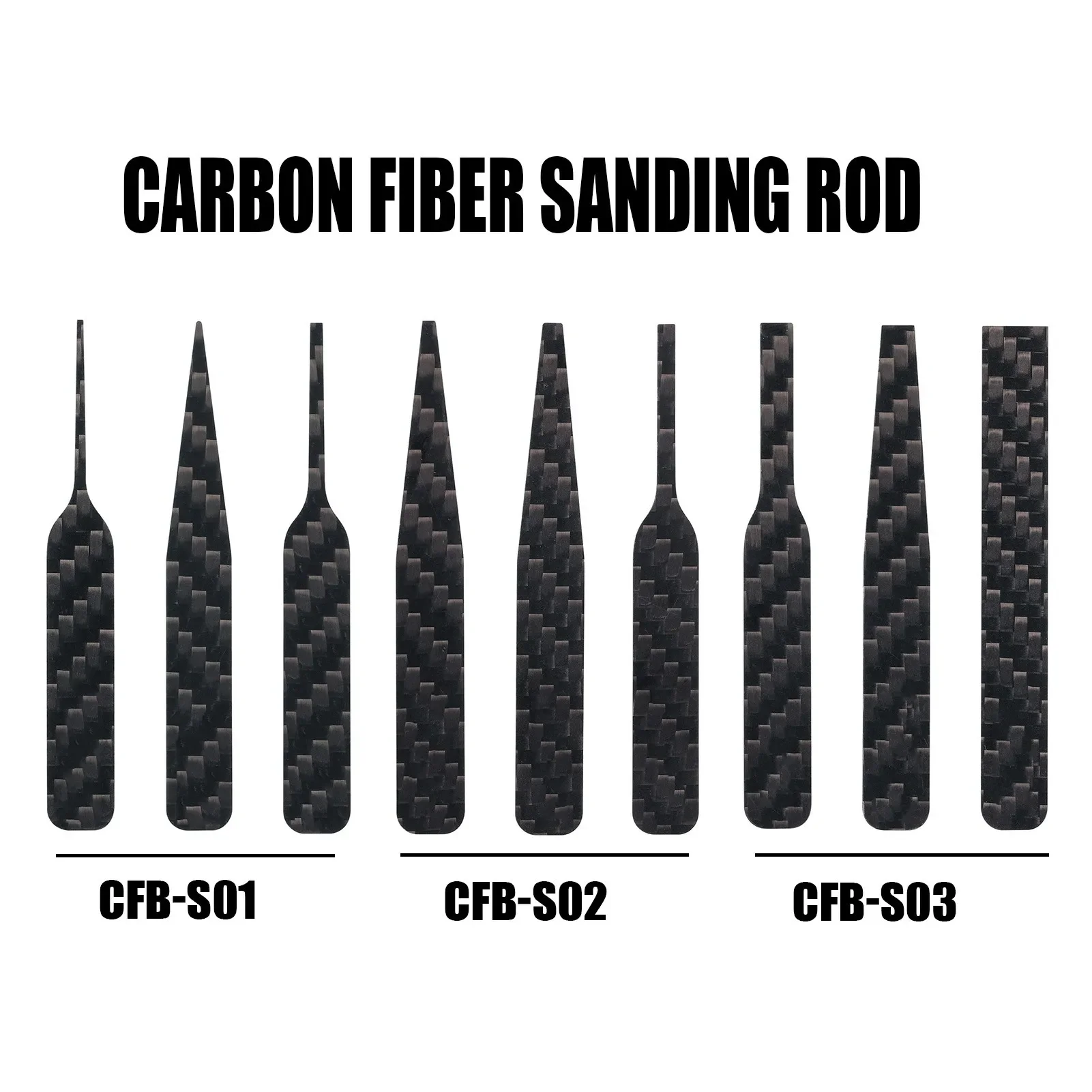 DSPIAE CFB-S01 CFB-S02 CFB-S03 Lrregular Carbon Fiber Sanding Stick Black Abrasive Tools for Self Adhesive Sandpaper 3Pcs/set