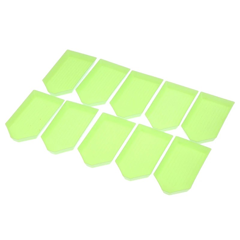 10Pcs Empty Drill Plate Crystal Box Nail Art Diamond Point Tray Green Color Rhinestone Painting Accessory Nail Art Dotting Tools