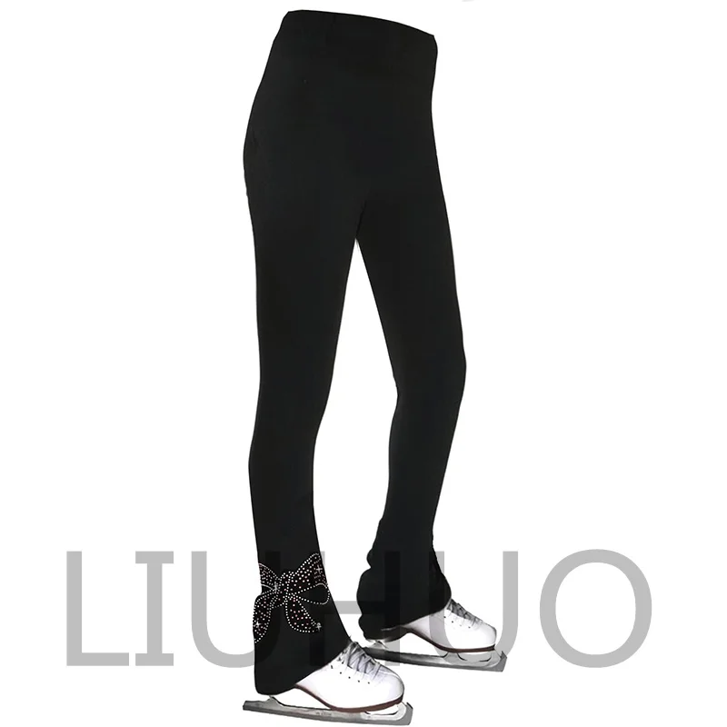 LIUHUO フィギュアスケート パンツ 女の子と女性用 フリース五角形付き トレーニングウェアに最適