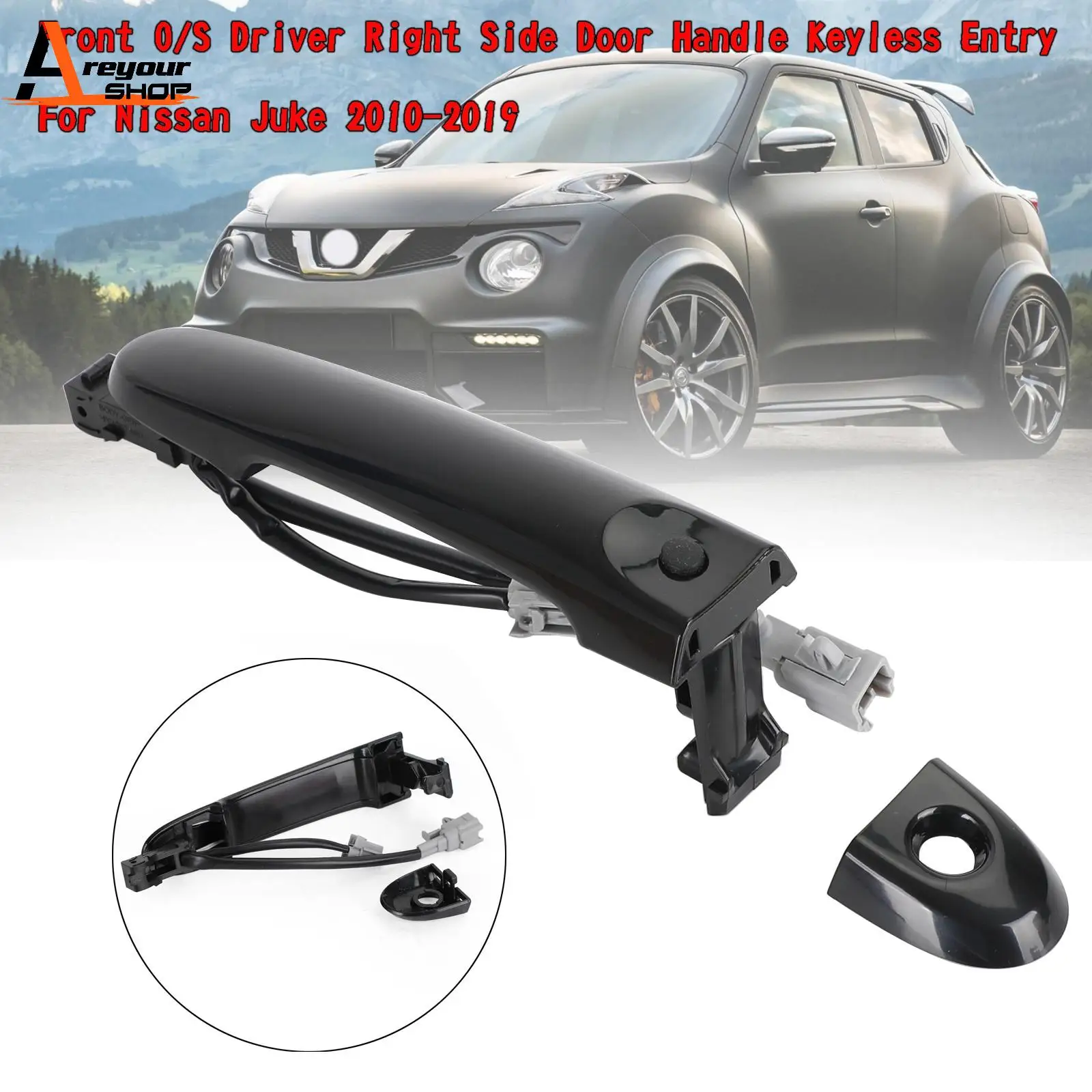 Areyourshop Front O/S Driver Right Side Door Handle Keyless Entry For Nissan Juke 2010-2019