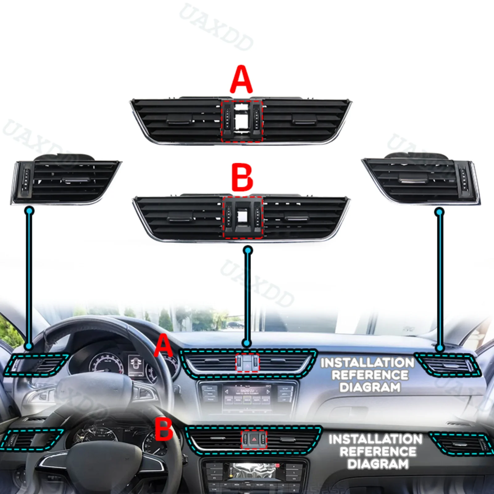 grille equipment car For 2015-2020 Skoda Octavia Air Conditioning assembly vent HVAC outlet 2Din AC Parts Automotive ventilation